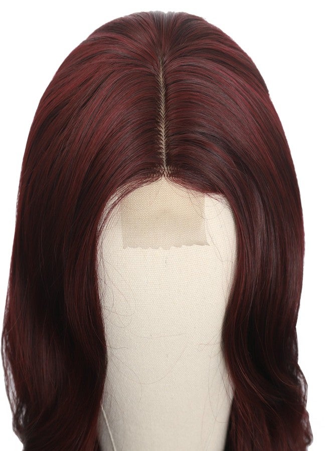 FUTAI Long Wavy Wig 30 Inch Wine Red HD Front Lace Body Curly Synthetic Hair Wigs for Women Professional Female Diverse Styles Daily Party Cosplay - Image 5